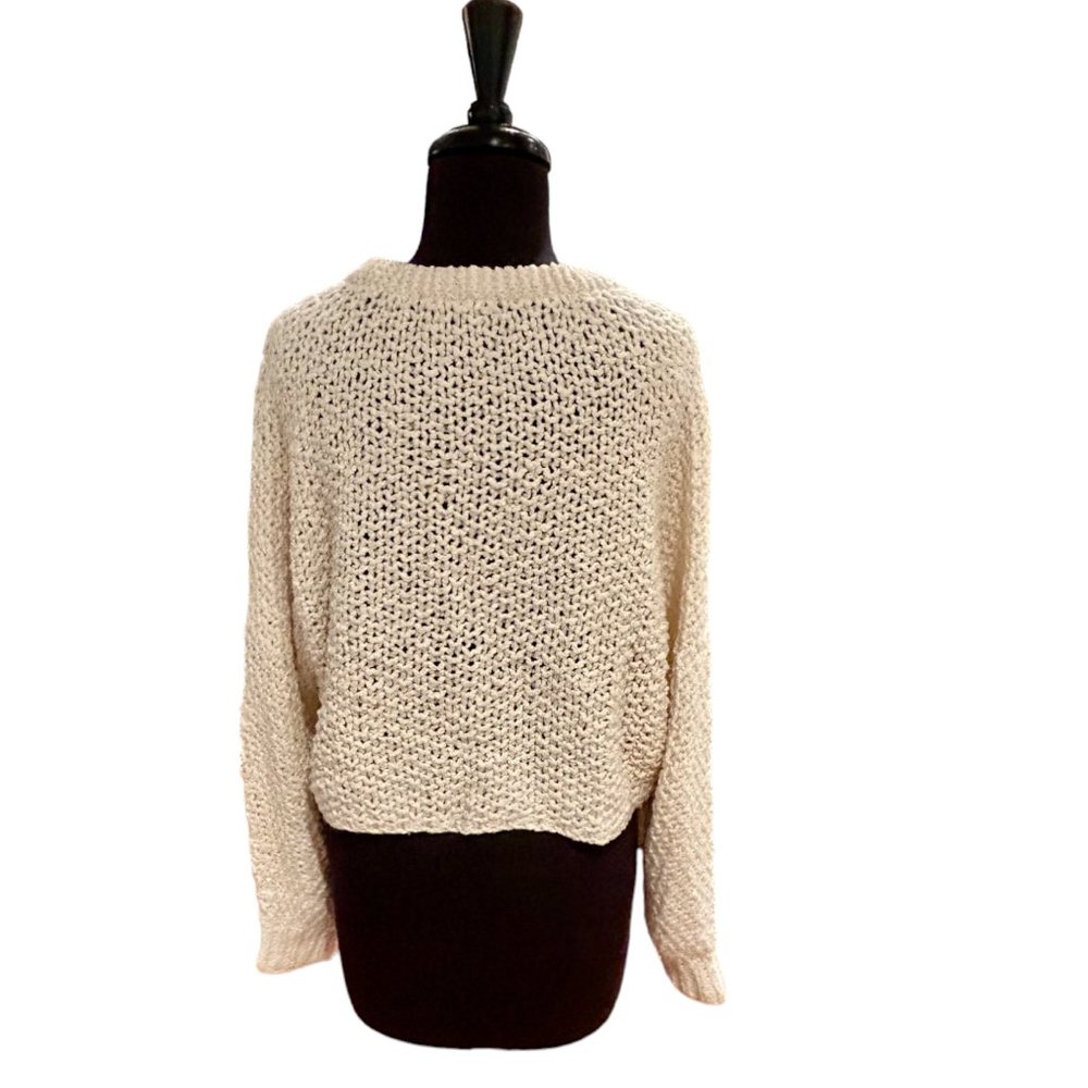 Fisher Project100% Cotton  Chunky Knit Cropped Cream sweater Size S/P - Picture 5 of 10